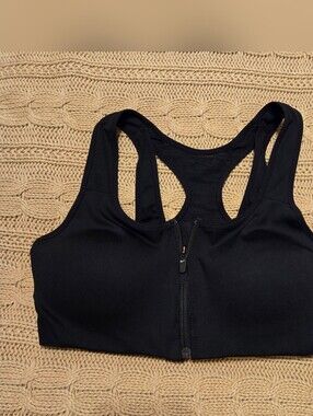 Nike Black Zipper-Front Racerback Sports Bra